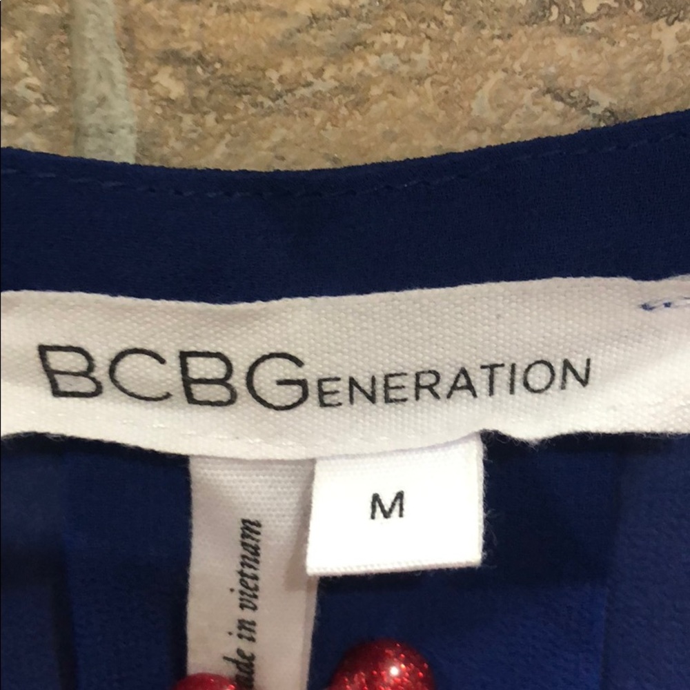 BCBGeneration Electric Blue Sheer Box Pleat Top M - Picture 4 of 5